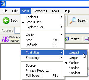 Increasing Text Size in Internet Explorer