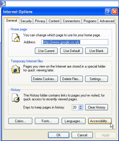 Changing colours in Internet Explorer instructions
