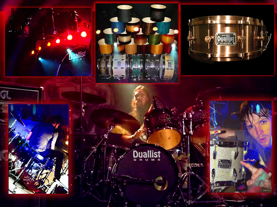 Duallist Drums on stage - custom drums from Kevin Mackie